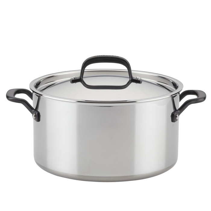 Kitchenaid 5Ply Clad Stainless Steel Stockpot With Lid, 8Quart